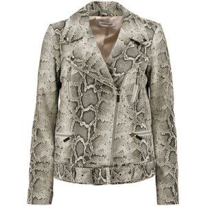 Elizabeth and James Snake Effect Textured Leather Biker Jacket